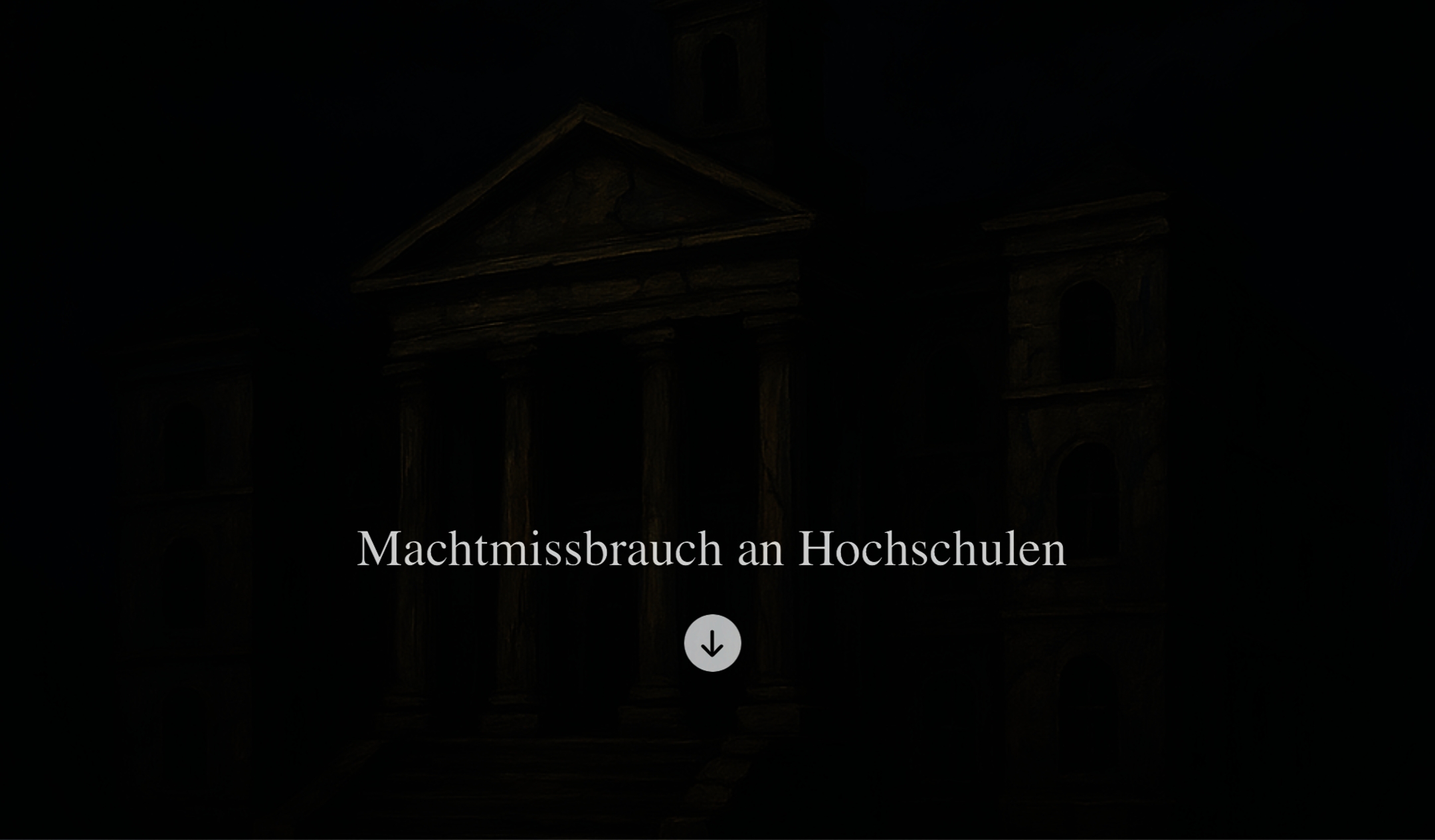Screenshot der Startseite von machtmissbrauch-an-hochschulen.de